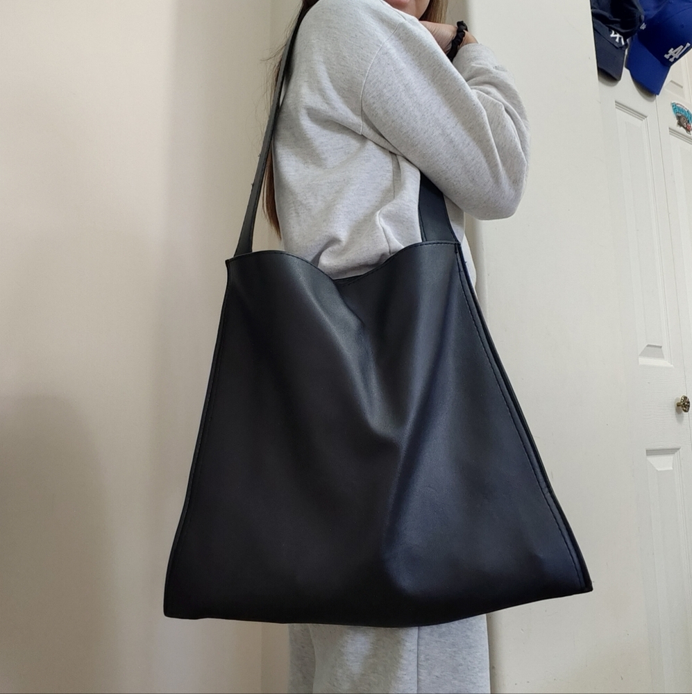 Faux leather tote bag